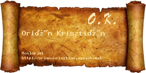 Orián Krisztián névjegykártya